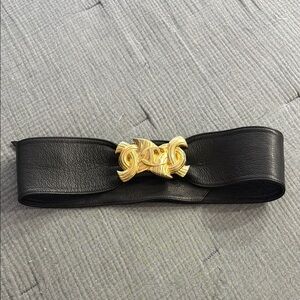 Roberto Cavalli Black Belt with Ornate Gold Buckle